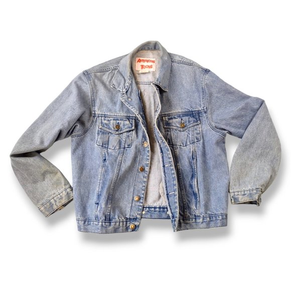 Sold-vintage Snoopy denim jean jacket with back leather patch - Picture 3 of 7